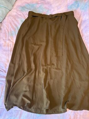 Worthington Olive Maxi Skirt with Waist Tie